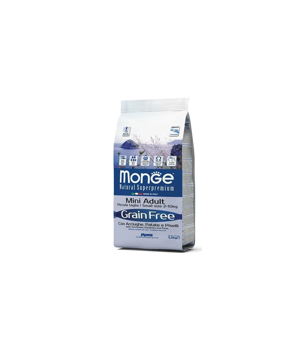 Monge Cane Grain Free Mini Adult Acciughe Patate E Piselli 2,5 Kg 3 Monge Cane Grain Free Mini Adult Acciughe Patate E Piselli 2,5 Kg