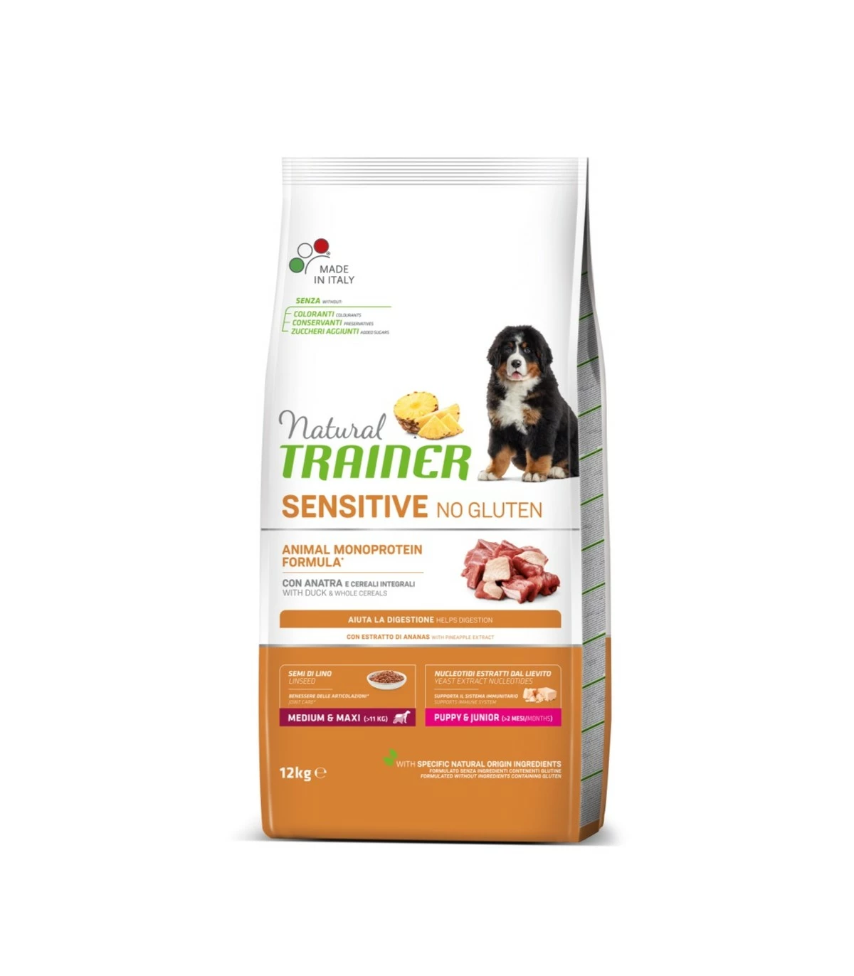 Natural Trainer Sensitive No Gluten Cane Medium & Maxi Puppy & Junior Anatra 12 Kg 3 Natural Trainer Sensitive No Gluten Cane Medium & Maxi Puppy & Junior Anatra 12 Kg