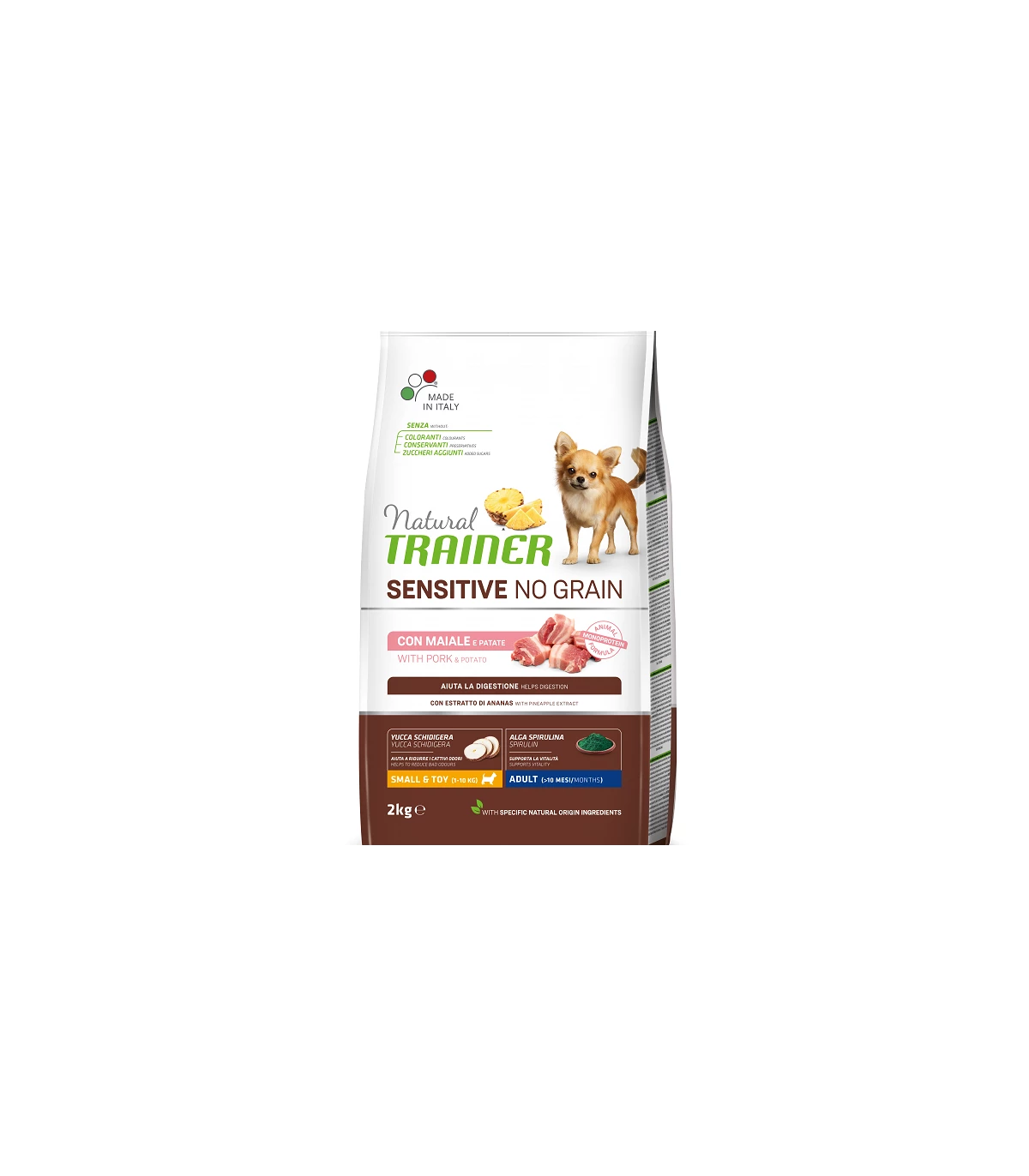 Natural Trainer Sensitive No Grain Cane Small & Toy Adult Maiale E Patate 2 Kg 3 Natural Trainer Sensitive No Grain Cane Small & Toy Adult Maiale E Patate 2 Kg
