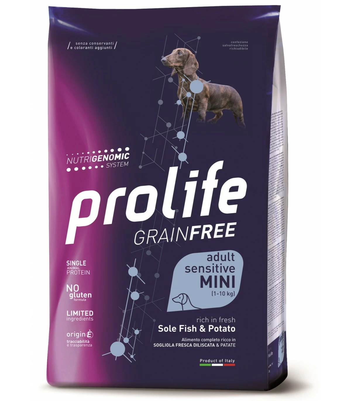 Prolife Cane Grainfree Adult Sensitive Sogliola & Patate Mini 2 Kg 3 Prolife Cane Grainfree Adult Sensitive Sogliola & Patate Mini 2 Kg